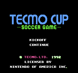 Tecmo Cup Soccer title screen for NES